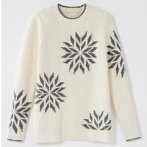 J. Jill Cream and Black Snowflake Sweater